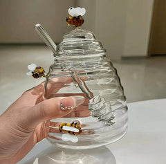 Transparent Bee Jar Unique Tapered Jar Honey Pot Sealed Honeycombs Shape Large Honey Bottle Honey Pot Jar