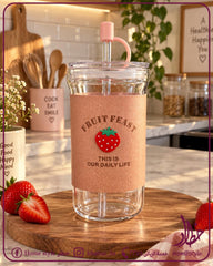 Fruit Feast 3D Strawberry Glass Tumbler đ