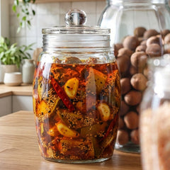 PREMIUM TRANSPARENT GLASS STORAGE JAR WITH AIRTIGHT LID