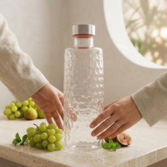 Premium Quality Imported Clear Transparent Glass Bottle with Stainless Steel Spiral Lid ✨