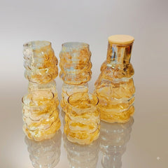 Elegant Golden Bubble Shape Borosilicate Glass Decanter Set with 6 Glasses 🍹🥂