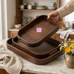 BAMBOO WOODEN TRAY SET – NATURAL ELEGANCE FOR YOUR HOME! 🤎☕