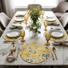 ROUND FLORAL PRINT TABLE MAT SET – 6 PCS 🌸
