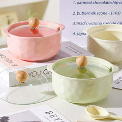 Ceramic pot with high-quality heat-resistant glass lid Ceramic Bowl