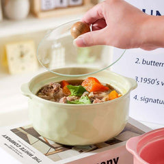 Ceramic pot with high-quality heat-resistant glass lid Ceramic Bowl