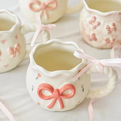 Romantic Bowed Rose Printed Handmade Ceramic Mug 🌷🎀 🌹