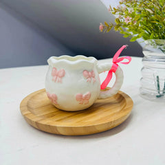 Handmade Creative Aesthetic Pink Bowed Ceramic Mug ☕🎀💗