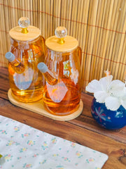 Borosilicate Glass Oil Jar Set with Bamboo Tray