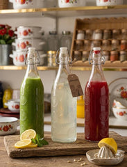Clear Transparent Imported Glass Bottle With Lock Lid Perfect for Water Juice