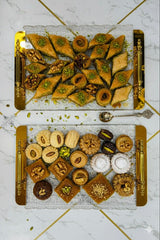 Luxury Design 2pc Food Serving Tray set Fiber Plastic