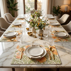 ELEGANT FLOWER PRINT TABLE MAT SET – 6 PCS 🌸