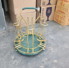 SS Glass Cup Mug Rack Holder Drying Hanger for Kitchen- gold Colour With Water Tray Glass Holder