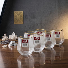 Diamond Shape Premium Clear Water Glass Cup Set 6Pc💎