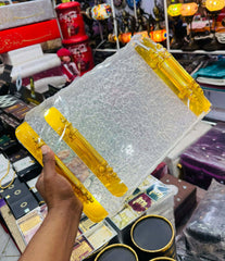 Luxury Design 2pc Food Serving Tray set Fiber Plastic