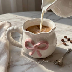 Handmade Pink Bowed Ceramic Mug ☕💗