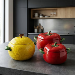 CERAMIC SOUP POT & CASSEROLE SET WITH LID