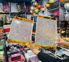 Luxury Design 2pc Food Serving Tray set Fiber Plastic