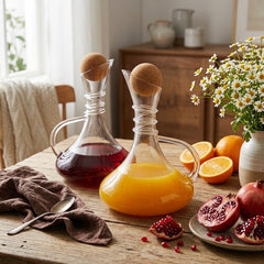 CURVED GLASS DECANTER WITH CORK LID 1500ML