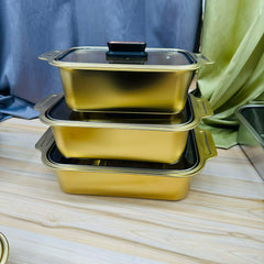 Golden Color Stainless Steel Serving Dish Bake dish Ovenproof 3pc set