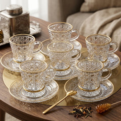 Turkish Style Premium Tea Cup Set – Elegant Golden Rim Design ✨☕