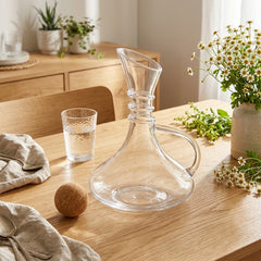 CURVED GLASS DECANTER WITH CORK LID 1500ML