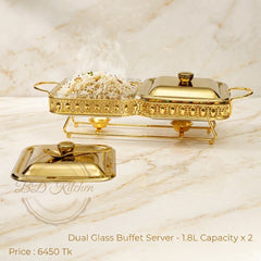 ✨🔥 LUXURY DOUBLE GLASS CHAFING DISH & BUFFET FOOD WARMER 🔥✨
