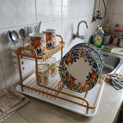 PREMIUM GOLDEN ALUMINUM DISH RACK – ELEGANCE FOR YOUR KITCHEN! ✨