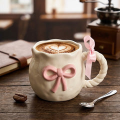 Handmade Pink Bowed Ceramic Mug ☕💗