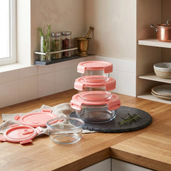 Premium 4 Pcs Round Shape Oven Proof Glass Food Container Set 🥘🫙