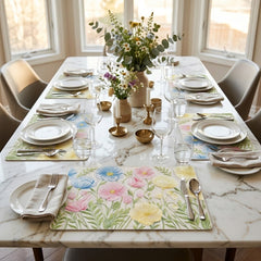 ELEGANT FLOWER PRINT TABLE MAT SET – 6 PCS 🌸