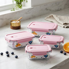 Oven-Proof Glass Food Storage & Lunch Box Set – Smart Storage, Stylish Living! 🌸🌸🍱✨