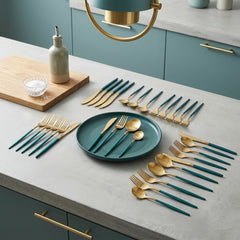 Premium 24pcs Golden Stainless Steel Cutlery Set – Luxury Dining & Elegant Gift Box Collection 🌷🍽️🥦