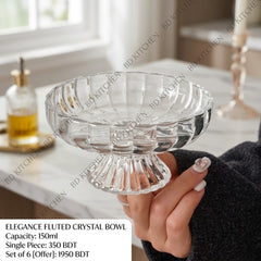 Curved Premium Clear Glass Goblet Bowl Set – 6pcs 🍓✨