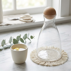 Premium Borosilicate Glass Decanter Jug with Natural Cork Lid 1800ml 🍶✨