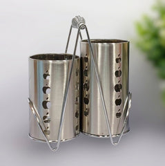 2-in-1 Stainless Steel Cutlery Holder With Stand – Smart & Stylish Kitchen Organizer! 🍴🤍