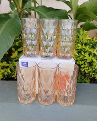 LUXURY AMBER DIAMOND CUT GLASS TUMBLER SET ✨