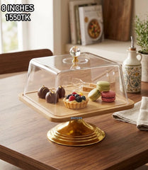 Premium Square Acrylic & Wooden Cake Stand 🎂✨💚