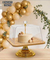 Premium Square Acrylic & Wooden Cake Stand 🎂✨💚
