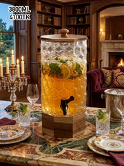 Premium Glass Juice Dispenser with Wooden Stand 🥤🍋