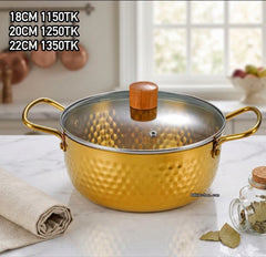 Premium Golden Hammered Cooking Pot Set β Cook with Style & Elegance π²β¨