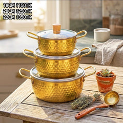 Premium Golden Hammered Cooking Pot Set β Cook with Style & Elegance π²β¨