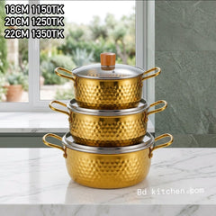 Premium Golden Hammered Cooking Pot Set β Cook with Style & Elegance π²β¨