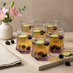Premium Tinted Violet Curved Glass Set – 6Pcs 💜🌸