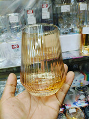 Amber Gold Ribbed Drinking Glass – Premium Glassware Collection ✨