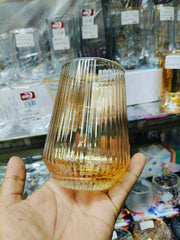Amber Gold Ribbed Drinking Glass – Premium Glassware Collection ✨