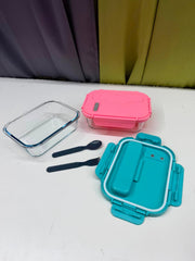 Premium Borosilicate Glass Lunch Box with Airtight Cutlery Lid – Smart, Stylish & Convenient! ✨🍱
