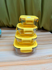 4 Pcs Square Oven Proof Glass Food Container Set 🔥🍱