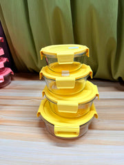 Premium 4 Pcs Round Shape Oven Proof Glass Food Container Set 🥘🫙