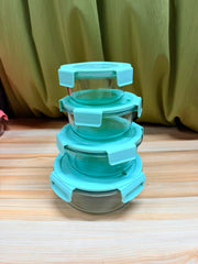 Premium 4 Pcs Round Shape Oven Proof Glass Food Container Set 🥘🫙