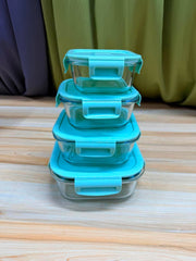 4 Pcs Square Oven Proof Glass Food Container Set 🔥🍱